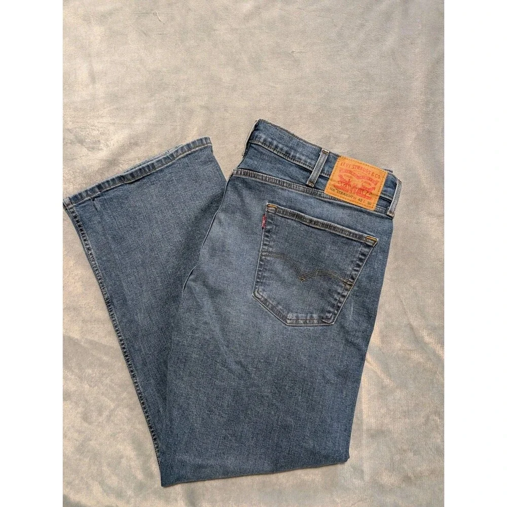 Levis 506 Mens Jeans Straight 42x30 Regular Fit Straight Leg Stretch Medium Wash